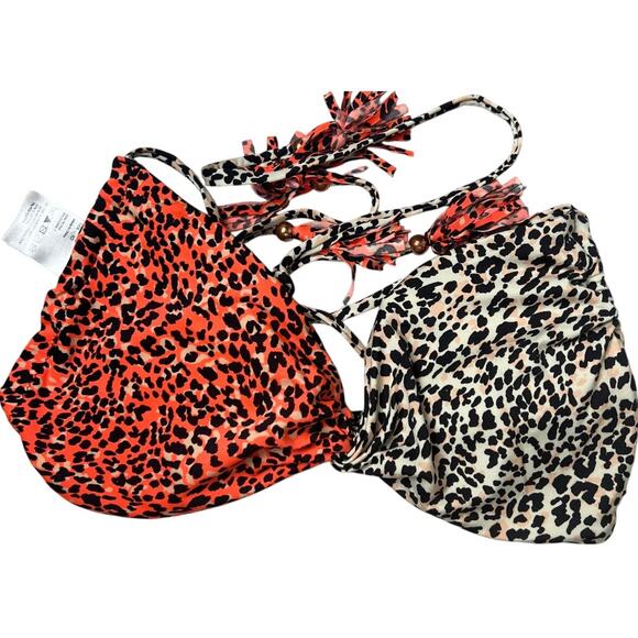 H&M Cheetah Print Orange & White Bikini Top US Size 10 - Picture 1 of 5